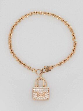 Hermes 18k Rose Gold and Diamond Constance Amulette Bracelet